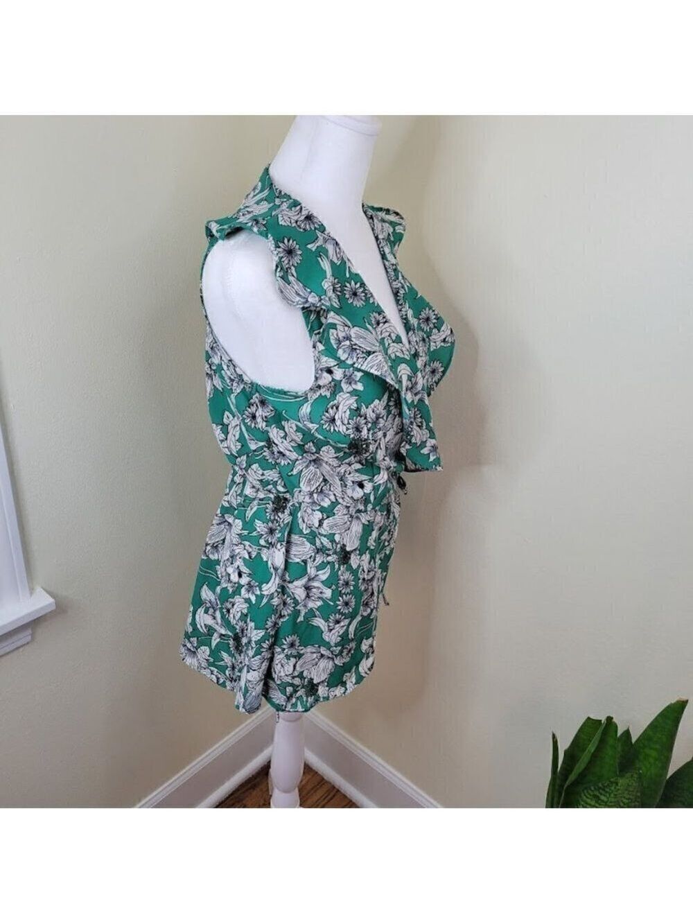 Japna Floral Wrap Flounce Front W/ Inside & Outside Ties Elastic Waist Women's M - Picture 9 of 11